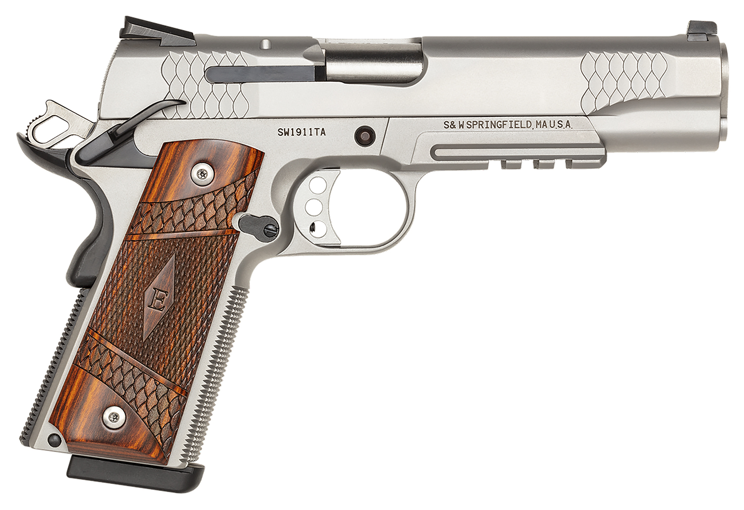 SMITH AND WESSON SW1911TA 45A 5" SS/WD NS E-SER