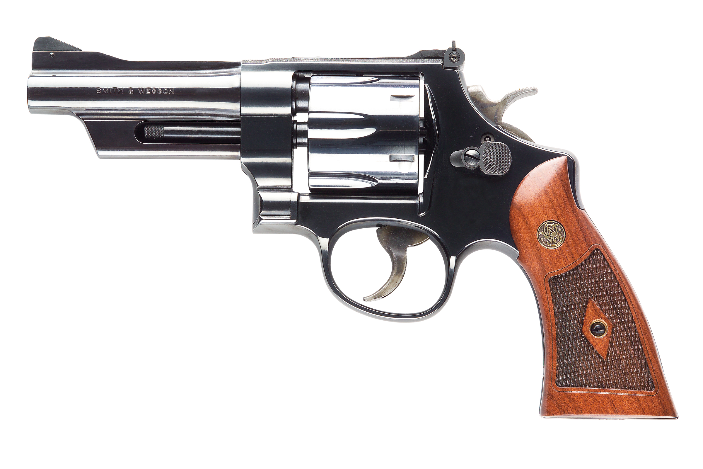SMITH AND WESSON 27 357M/38S 4" 6RD BL/WD AS